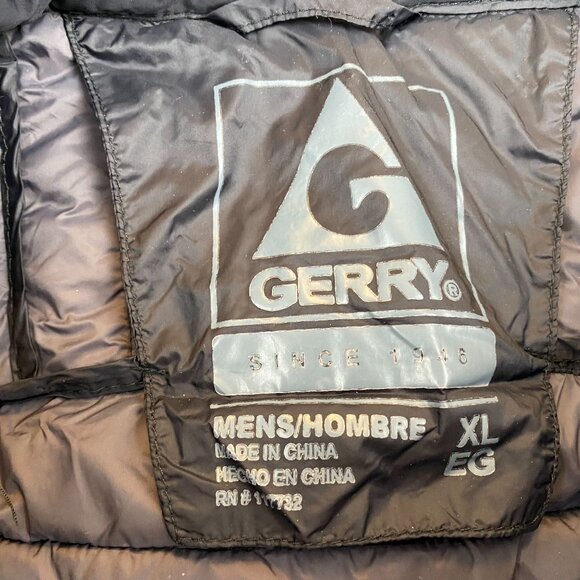Gerry Mens Puffer Jacket XL Black Quilted With Zip Pockets & High Collar - Picture 3 of 9